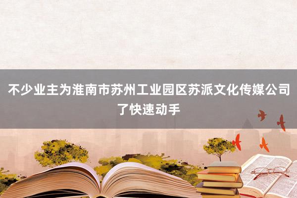 不少业主为淮南市苏州工业园区苏派文化传媒公司了快速动手